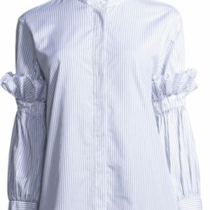 Maggie Marilyn You Can Change The World Pinstripe Navy Shirt US 2